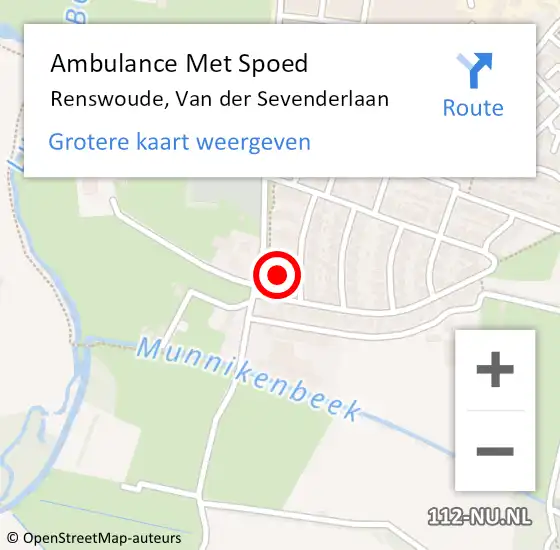 Locatie op kaart van de 112 melding: Ambulance Met Spoed Naar Renswoude, Van der Sevenderlaan op 25 juli 2016 18:11