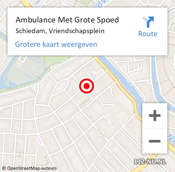 Locatie op kaart van de 112 melding: Ambulance Met Grote Spoed Naar Schiedam, Vriendschapsplein op 25 juli 2016 18:50