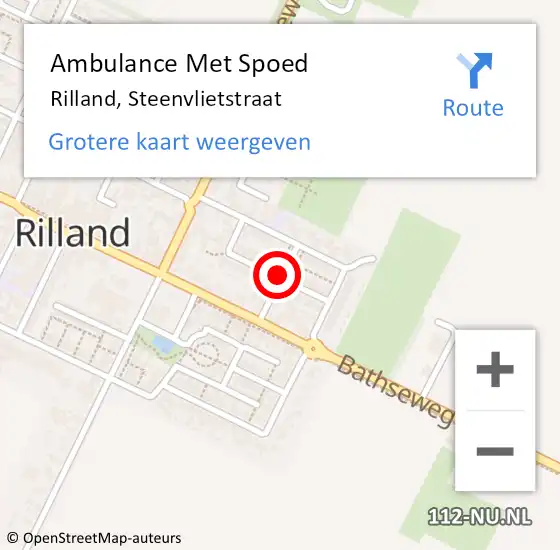 Locatie op kaart van de 112 melding: Ambulance Met Spoed Naar Rilland, Steenvlietstraat op 25 juli 2016 19:13