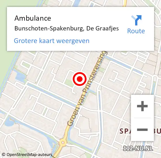 Locatie op kaart van de 112 melding: Ambulance Bunschoten-Spakenburg, De Graafjes op 25 juli 2016 19:35