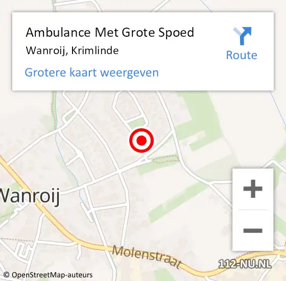 Locatie op kaart van de 112 melding: Ambulance Met Grote Spoed Naar Wanroij, Krimlinde op 25 juli 2016 19:55