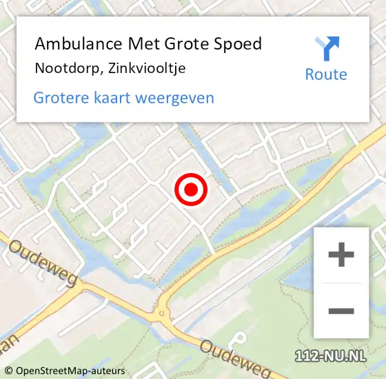 Locatie op kaart van de 112 melding: Ambulance Met Grote Spoed Naar Nootdorp, Zinkviooltje op 25 juli 2016 20:02