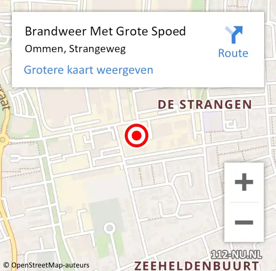 Locatie op kaart van de 112 melding: Brandweer Met Grote Spoed Naar Ommen, Strangeweg op 25 juli 2016 20:42