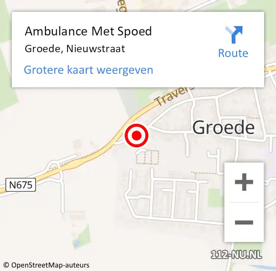 Locatie op kaart van de 112 melding: Ambulance Met Spoed Naar Groede, Nieuwstraat op 25 juli 2016 20:55