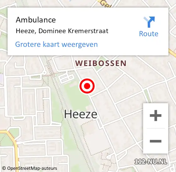 Locatie op kaart van de 112 melding: Ambulance Heeze, Dominee Kremerstraat op 25 juli 2016 21:22