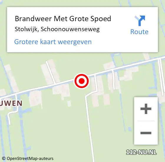 Locatie op kaart van de 112 melding: Brandweer Met Grote Spoed Naar Stolwijk, Schoonouwenseweg op 22 december 2013 12:46