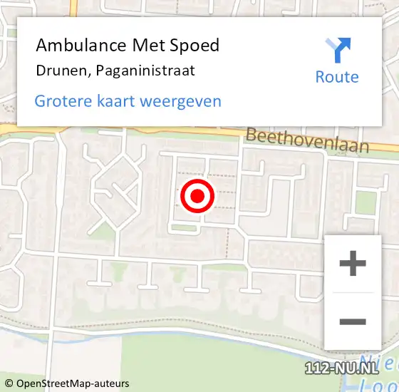 Locatie op kaart van de 112 melding: Ambulance Met Spoed Naar Drunen, Paganinistraat op 25 juli 2016 21:40