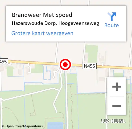 Locatie op kaart van de 112 melding: Brandweer Met Spoed Naar Hazerswoude Dorp, Hoogeveenseweg op 25 juli 2016 21:58