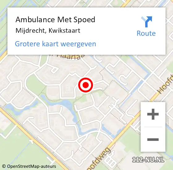 Locatie op kaart van de 112 melding: Ambulance Met Spoed Naar Mijdrecht, Kwikstaart op 25 juli 2016 23:30