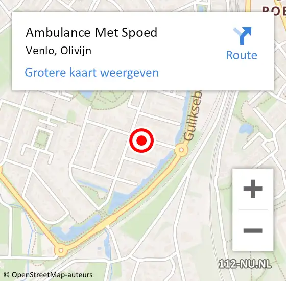 Locatie op kaart van de 112 melding: Ambulance Met Spoed Naar Venlo, Olivijn op 16 september 2013 21:09