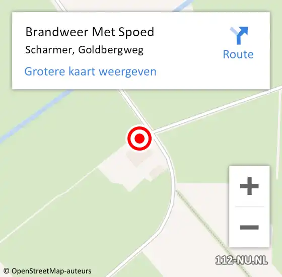 Locatie op kaart van de 112 melding: Brandweer Met Spoed Naar Scharmer, Goldbergweg op 26 juli 2016 00:01