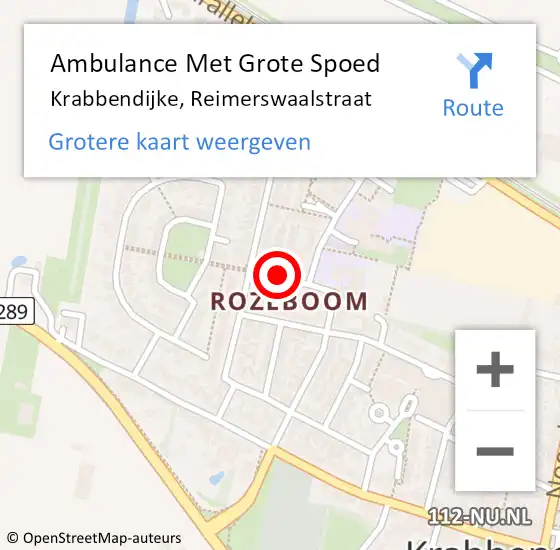 Locatie op kaart van de 112 melding: Ambulance Met Grote Spoed Naar Krabbendijke, Reimerswaalstraat op 26 juli 2016 02:28