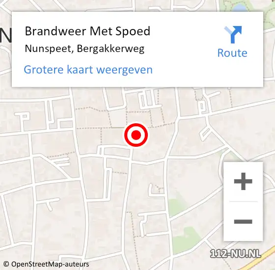 Locatie op kaart van de 112 melding: Brandweer Met Spoed Naar Nunspeet, Bergakkerweg op 26 juli 2016 04:48