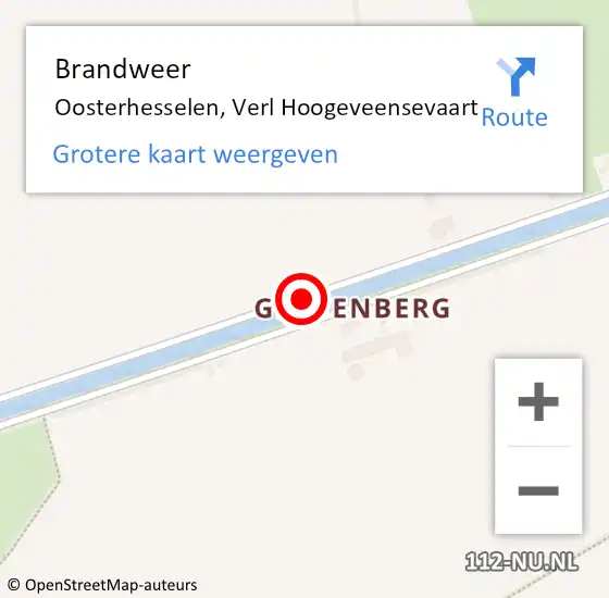 Locatie op kaart van de 112 melding: Brandweer Oosterhesselen, Verl Hoogeveensevaart op 26 juli 2016 07:32