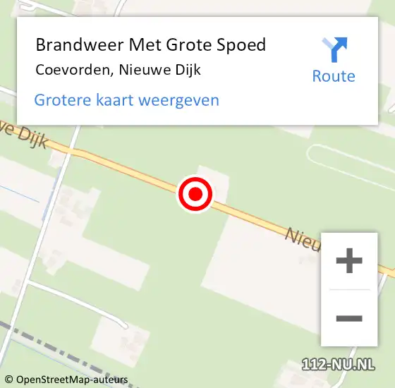 Locatie op kaart van de 112 melding: Brandweer Met Grote Spoed Naar Coevorden, Nieuwe Dijk op 26 juli 2016 07:45