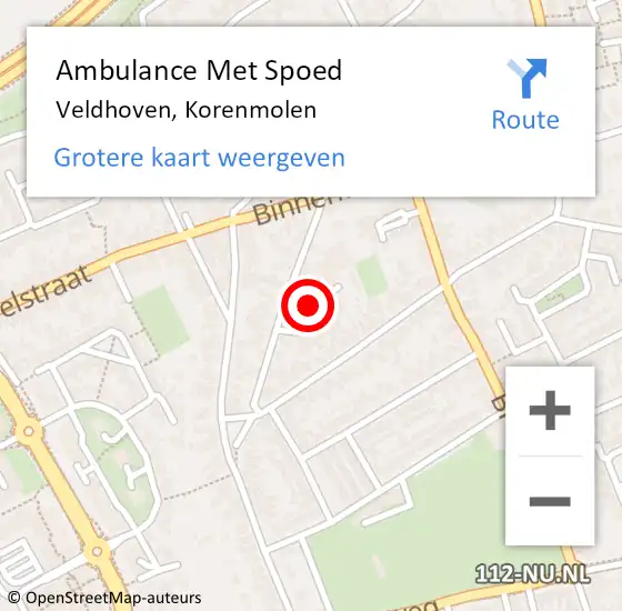 Locatie op kaart van de 112 melding: Ambulance Met Spoed Naar Veldhoven, Korenmolen op 26 juli 2016 08:04