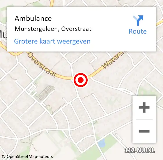 Locatie op kaart van de 112 melding: Ambulance Munstergeleen, Overstraat op 26 juli 2016 08:15