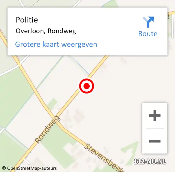 Locatie op kaart van de 112 melding: Politie Overloon, Rondweg op 26 juli 2016 09:34