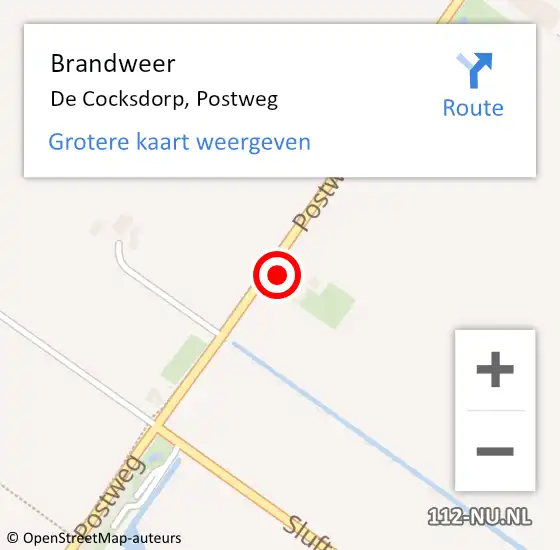 Locatie op kaart van de 112 melding: Brandweer De Cocksdorp, Postweg op 26 juli 2016 09:46