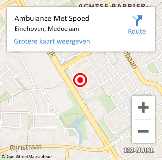 Locatie op kaart van de 112 melding: Ambulance Met Spoed Naar Eindhoven, Medoclaan op 26 juli 2016 10:06