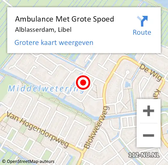 Locatie op kaart van de 112 melding: Ambulance Met Grote Spoed Naar Alblasserdam, Libel op 22 december 2013 13:34