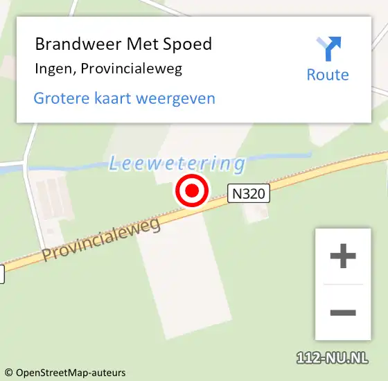 Locatie op kaart van de 112 melding: Brandweer Met Spoed Naar Ingen, Provincialeweg op 26 juli 2016 10:28