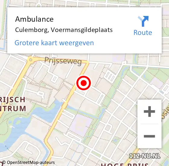 Locatie op kaart van de 112 melding: Ambulance Culemborg, Voermansgildeplaats op 26 juli 2016 11:43