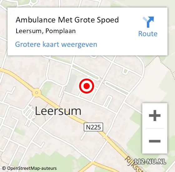 Locatie op kaart van de 112 melding: Ambulance Met Grote Spoed Naar Leersum, Pomplaan op 26 juli 2016 14:01