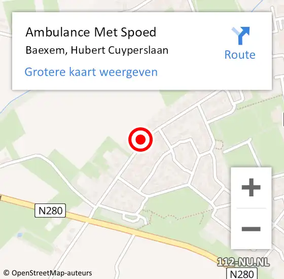 Locatie op kaart van de 112 melding: Ambulance Met Spoed Naar Baexem, Hubert Cuyperslaan op 26 juli 2016 14:10