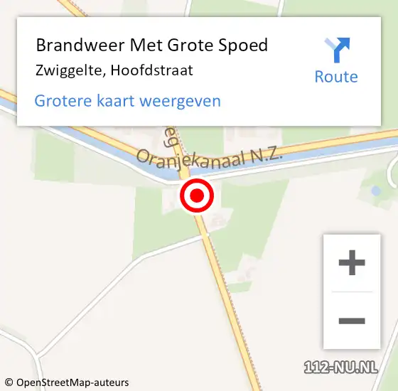 Locatie op kaart van de 112 melding: Brandweer Met Grote Spoed Naar Zwiggelte, Hoofdstraat op 26 juli 2016 14:24