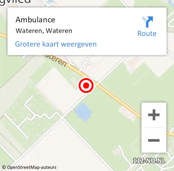 Locatie op kaart van de 112 melding: Ambulance Wateren, Wateren op 22 december 2013 14:06