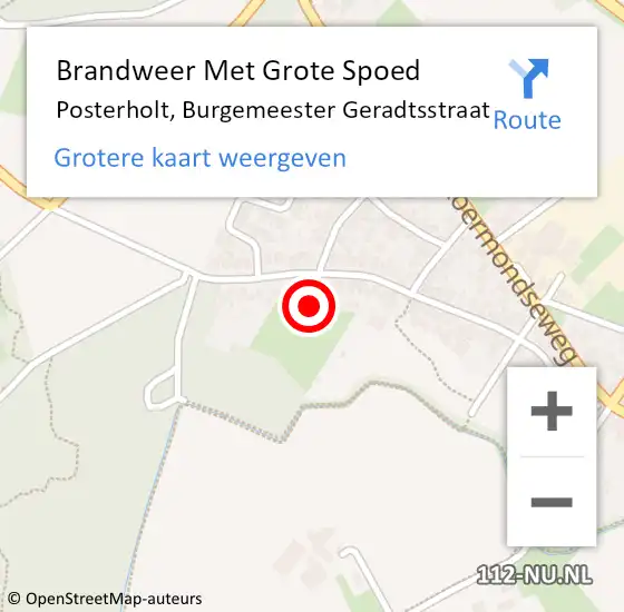 Locatie op kaart van de 112 melding: Brandweer Met Grote Spoed Naar Posterholt, Burgemeester Geradtsstraat op 26 juli 2016 15:25