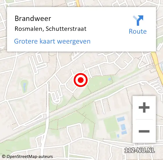 Locatie op kaart van de 112 melding: Brandweer Rosmalen, Schutterstraat op 22 december 2013 14:10