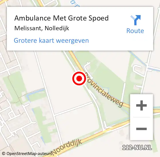 Locatie op kaart van de 112 melding: Ambulance Met Grote Spoed Naar Melissant, Nolledijk op 26 juli 2016 15:29