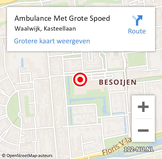 Locatie op kaart van de 112 melding: Ambulance Met Grote Spoed Naar Waalwijk, Kasteellaan op 26 juli 2016 16:29