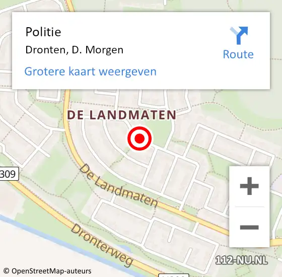 Locatie op kaart van de 112 melding: Politie Dronten, D. Morgen op 26 juli 2016 16:50