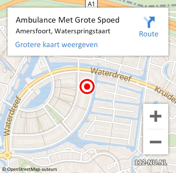 Locatie op kaart van de 112 melding: Ambulance Met Grote Spoed Naar Amersfoort, Waterspringstaart op 26 juli 2016 17:00