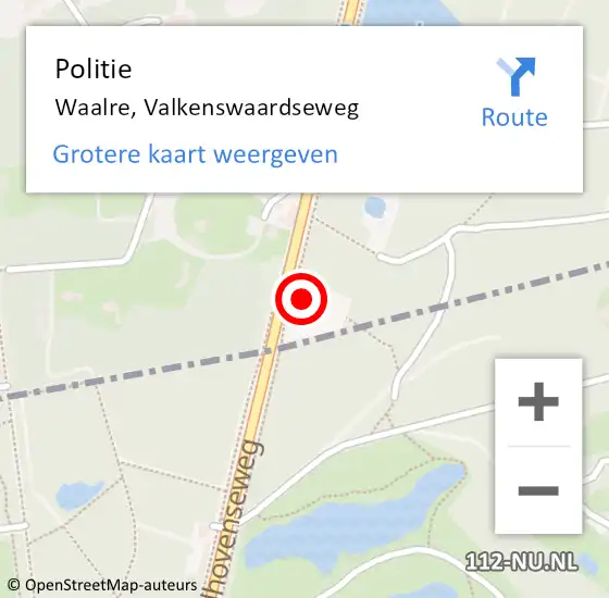 Locatie op kaart van de 112 melding: Politie Waalre, Valkenswaardseweg op 26 juli 2016 17:05