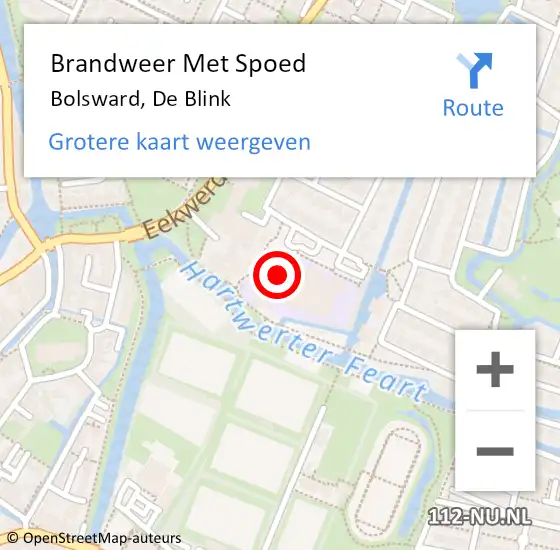 Locatie op kaart van de 112 melding: Brandweer Met Spoed Naar Bolsward, De Blink op 26 juli 2016 17:10