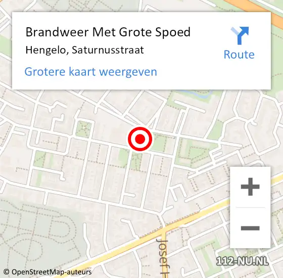 Locatie op kaart van de 112 melding: Brandweer Met Grote Spoed Naar Hengelo, Saturnusstraat op 26 juli 2016 17:33