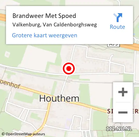 Locatie op kaart van de 112 melding: Brandweer Met Spoed Naar Valkenburg, Van Caldenborghsweg op 26 juli 2016 18:10