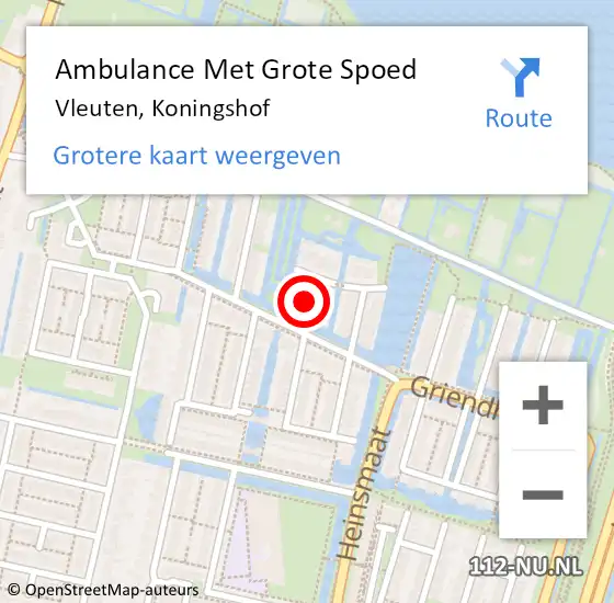 Locatie op kaart van de 112 melding: Ambulance Met Grote Spoed Naar Vleuten, Koningshof op 26 juli 2016 19:32