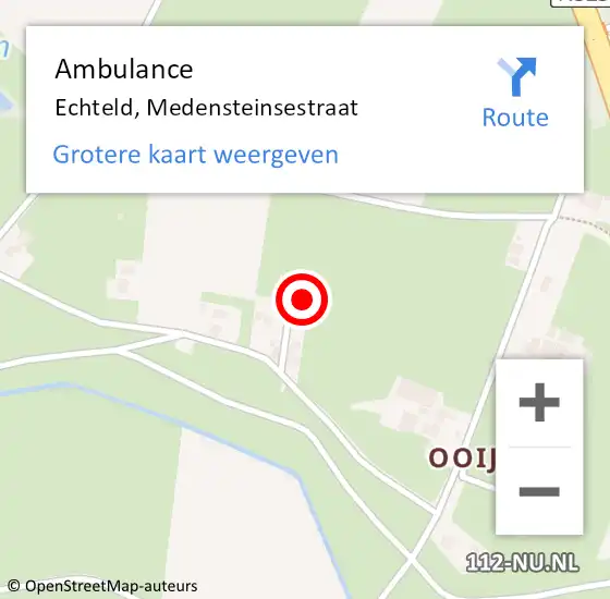 Locatie op kaart van de 112 melding: Ambulance Echteld, Medensteinsestraat op 26 juli 2016 20:02