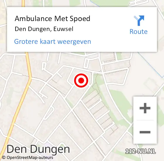 Locatie op kaart van de 112 melding: Ambulance Met Spoed Naar Den Dungen, Euwsel op 26 juli 2016 20:05