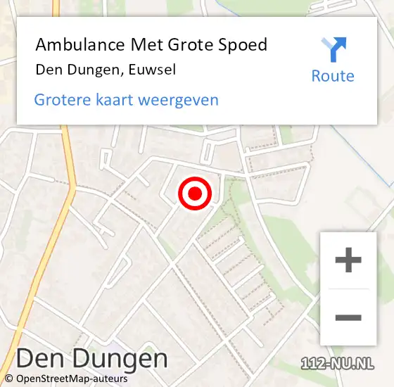 Locatie op kaart van de 112 melding: Ambulance Met Grote Spoed Naar Den Dungen, Euwsel op 26 juli 2016 20:11