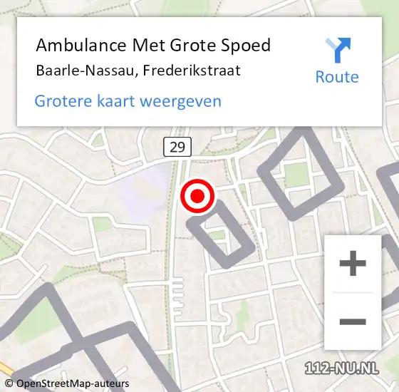 Locatie op kaart van de 112 melding: Ambulance Met Grote Spoed Naar Baarle-Nassau, Frederikstraat op 26 juli 2016 20:13