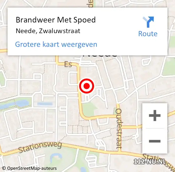 Locatie op kaart van de 112 melding: Brandweer Met Spoed Naar Neede, Zwaluwstraat op 26 juli 2016 21:29