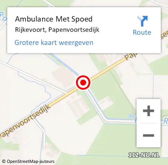 Locatie op kaart van de 112 melding: Ambulance Met Spoed Naar Rijkevoort, Papenvoortsedijk op 26 juli 2016 22:20