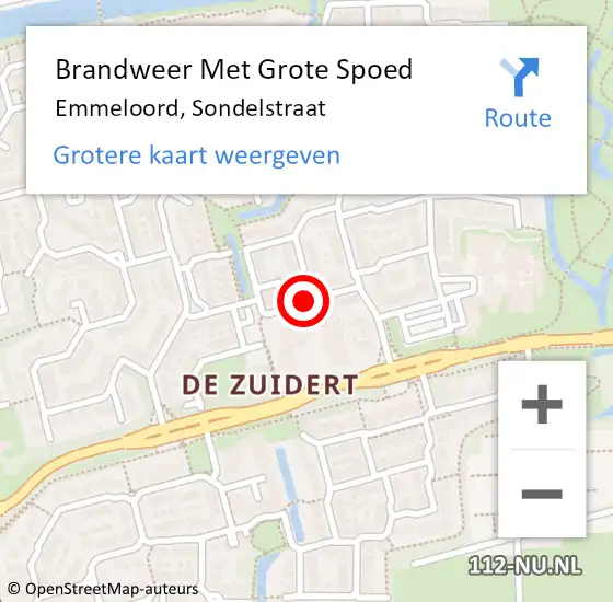 Locatie op kaart van de 112 melding: Brandweer Met Grote Spoed Naar Emmeloord, Sondelstraat op 26 juli 2016 22:31