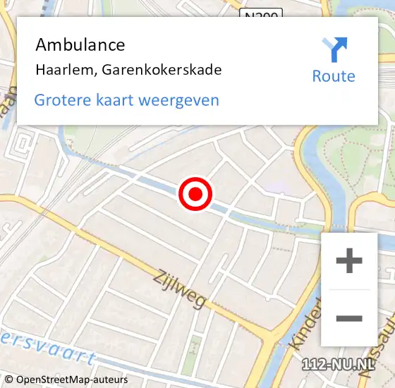 Locatie op kaart van de 112 melding: Ambulance Haarlem, Garenkokerskade op 26 juli 2016 23:15